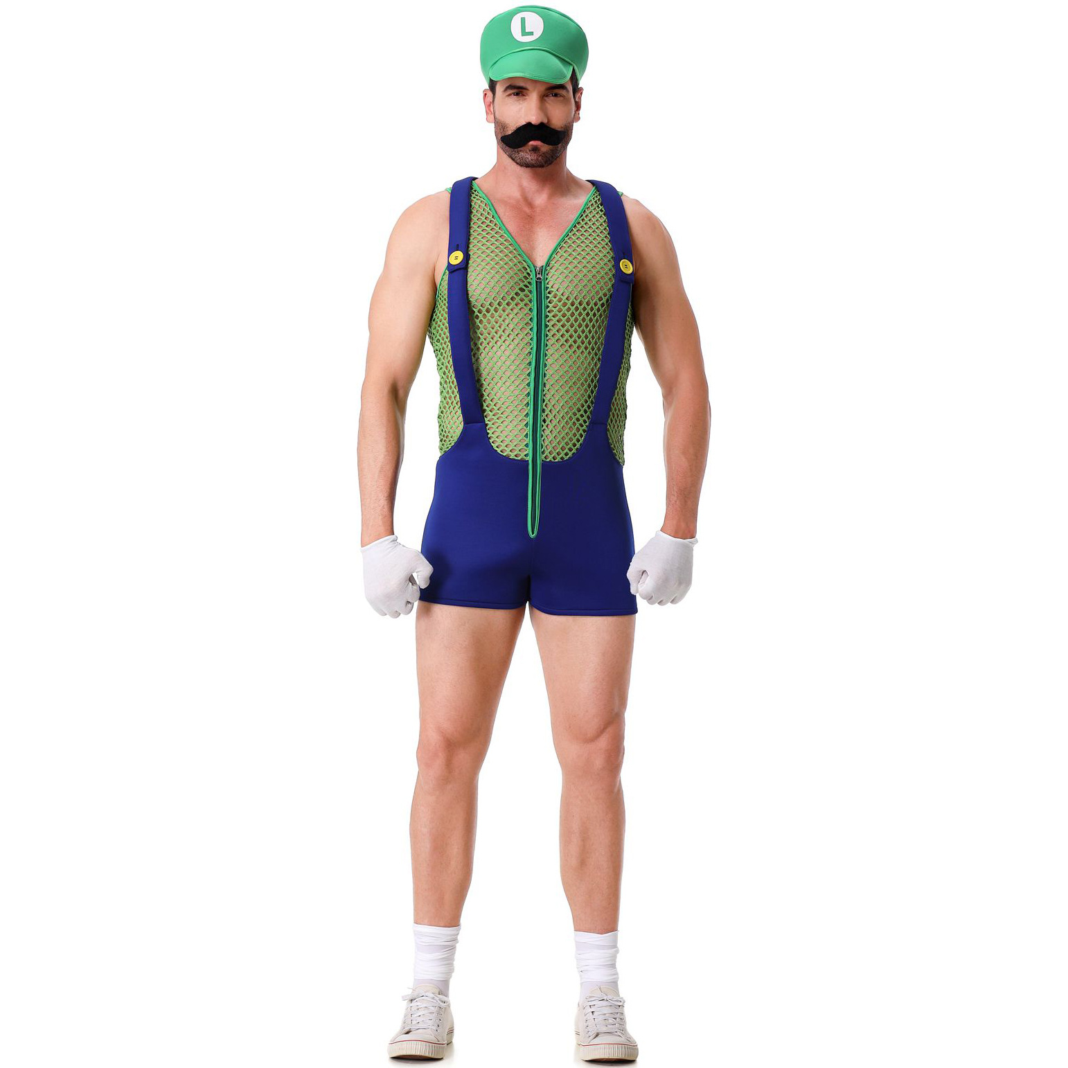Mens Halloween Plumber One Piece Jumptsuit Costume for Carnival Party Dress up